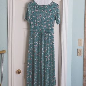 Boden green and pink floral print dress